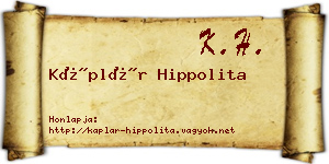 Káplár Hippolita névjegykártya